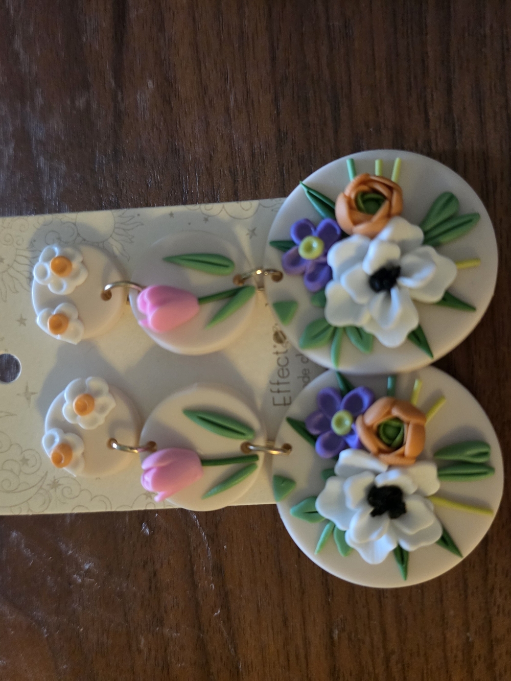 Floral Polymer Clay Drop Earrings - Multicolor